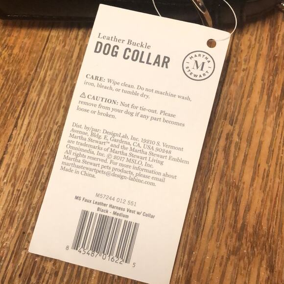 Martha Stewart Black and Silver Leather Buckle Dog Collar Size 16 - Picture 6 of 9